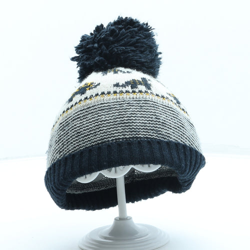 George Boys Blue Geometric Acrylic Bobble Hat One Size - Dinosaur
