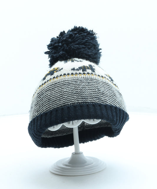 George Boys Blue Geometric Acrylic Bobble Hat One Size - Dinosaur