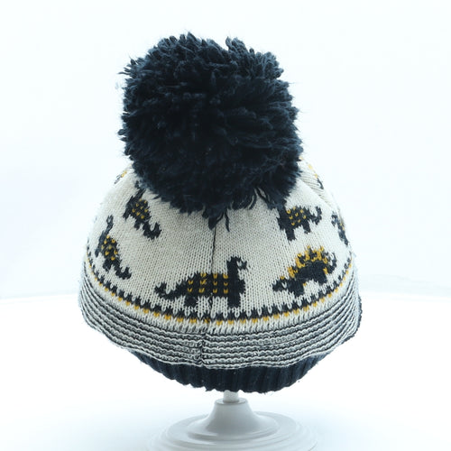 George Boys Blue Geometric Acrylic Bobble Hat One Size - Dinosaur