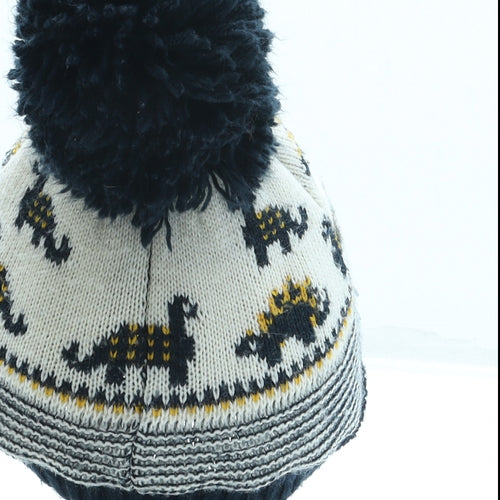 George Boys Blue Geometric Acrylic Bobble Hat One Size - Dinosaur