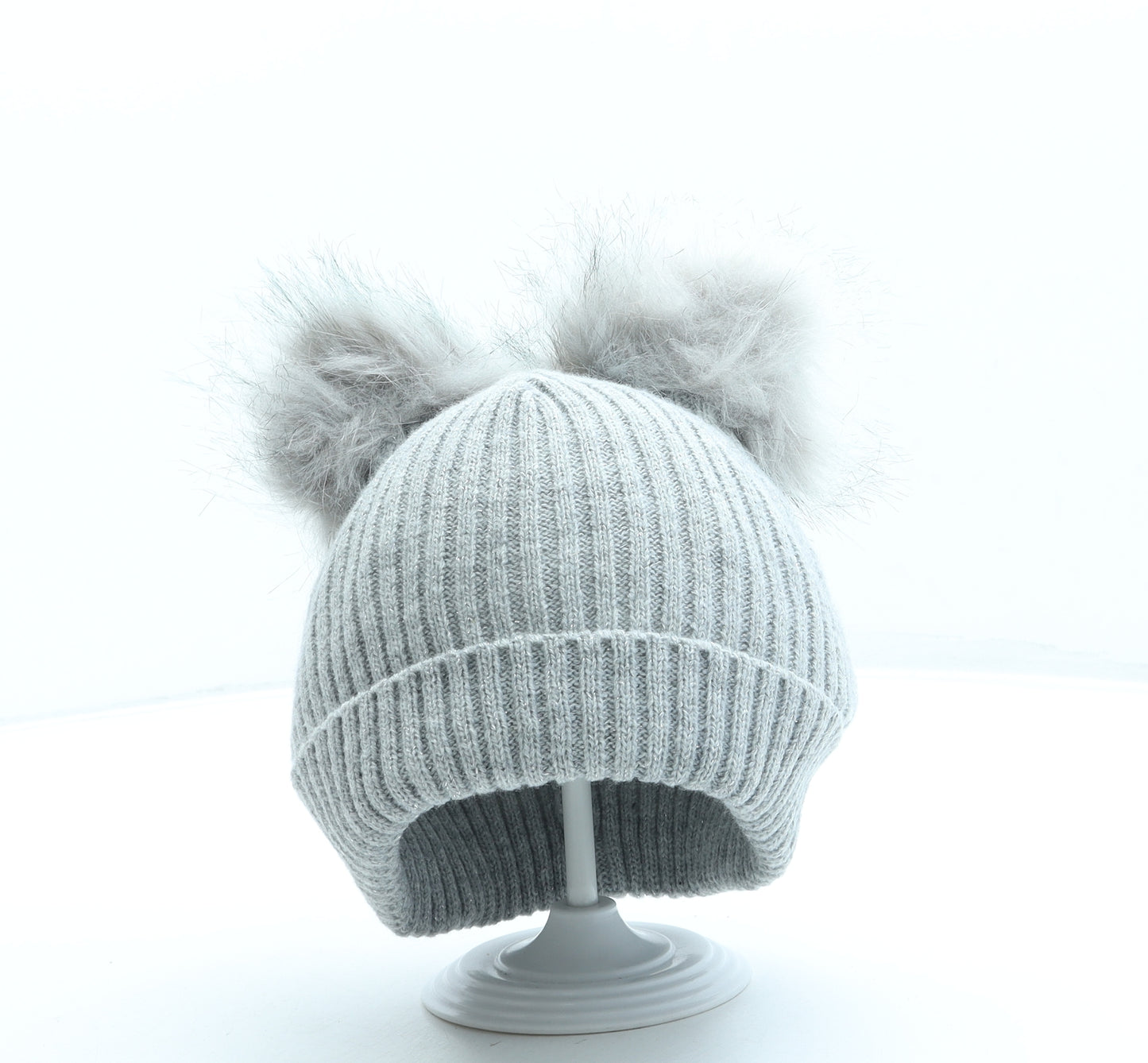 PEP&CO Girls Grey Polyester Bobble Hat One Size - Pom Pom
