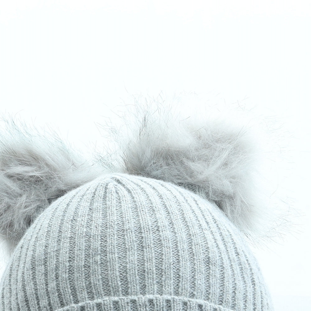 PEP&CO Girls Grey Polyester Bobble Hat One Size - Pom Pom