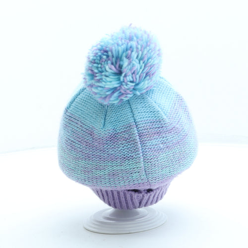 Frozen Girls Purple Acrylic Bobble Hat One Size - Pom Pom