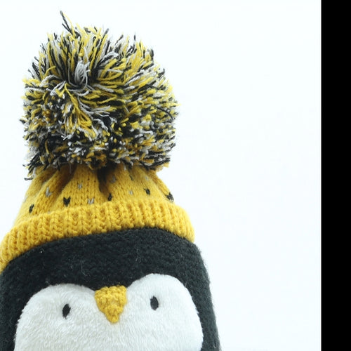 F&F Boys Black Acrylic Bobble Hat One Size - Penguin