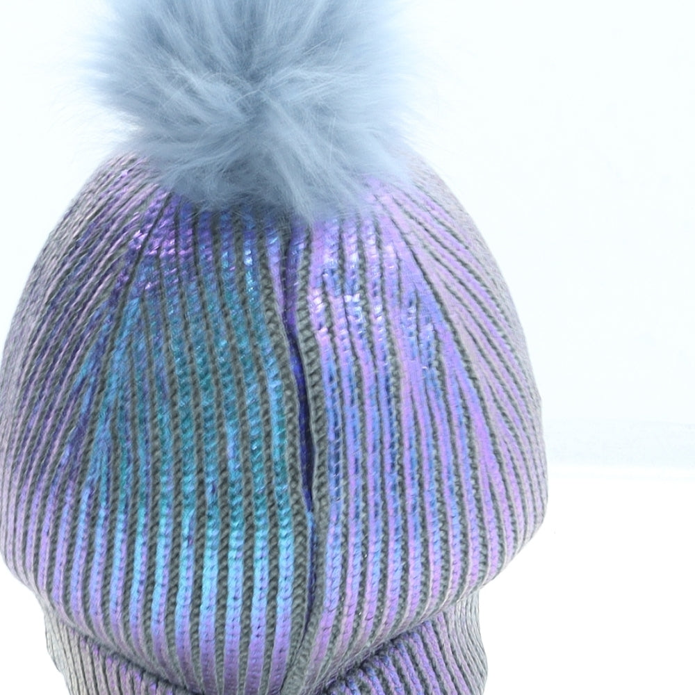 Mountain Warehouse Girls Purple Acrylic Bobble Hat One Size - Pom Pom