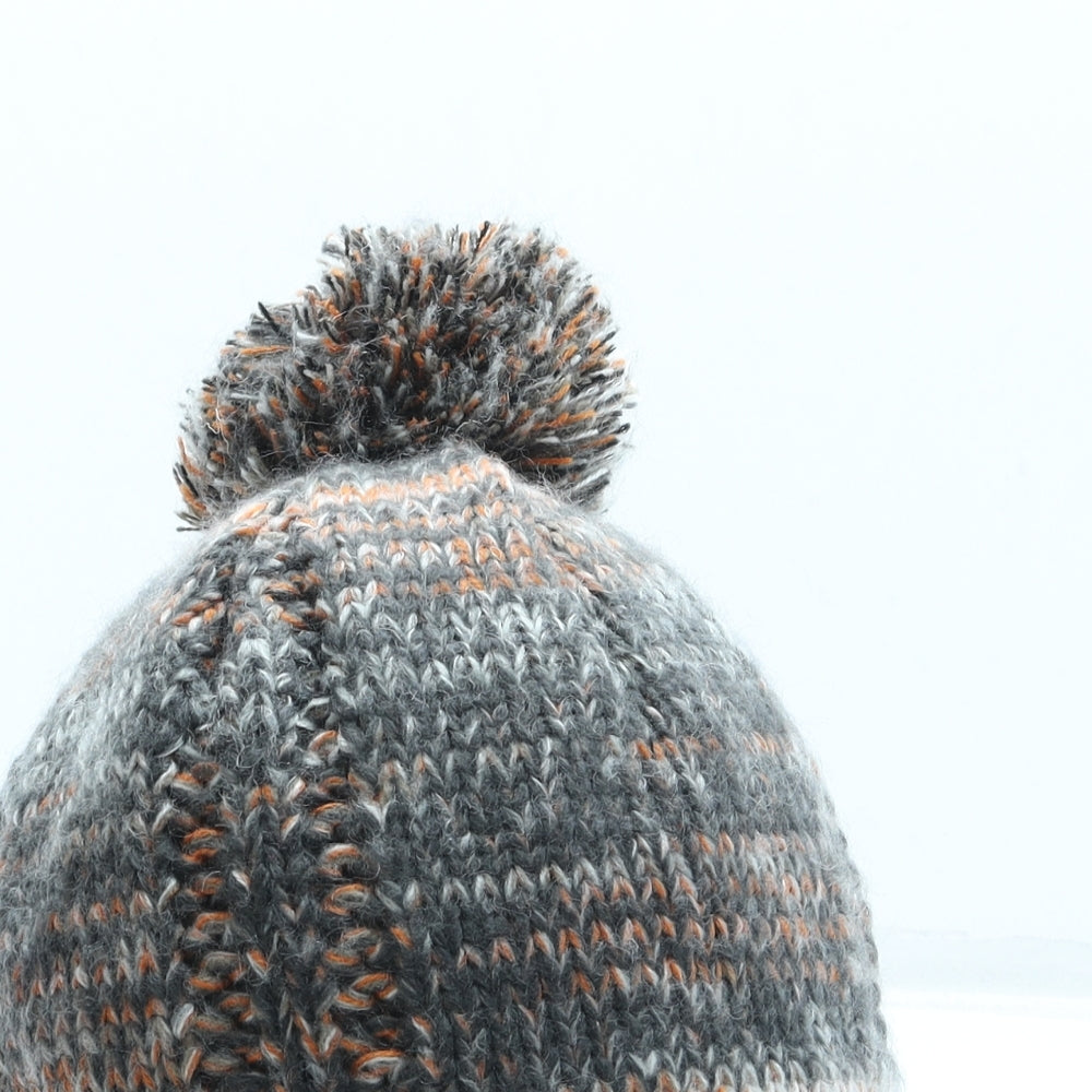 The Edge Mens Grey Acrylic Beanie One Size - Pom Pom