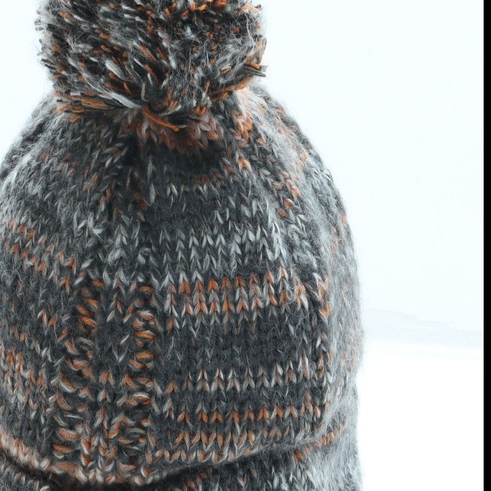 The Edge Mens Grey Acrylic Beanie One Size - Pom Pom