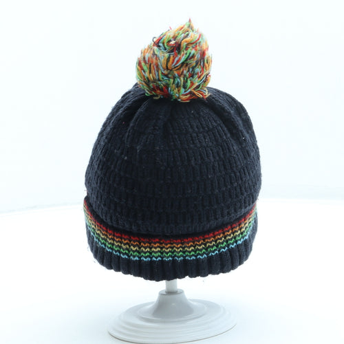F&F Boys Blue Acrylic Bobble Hat One Size - Pom Pom