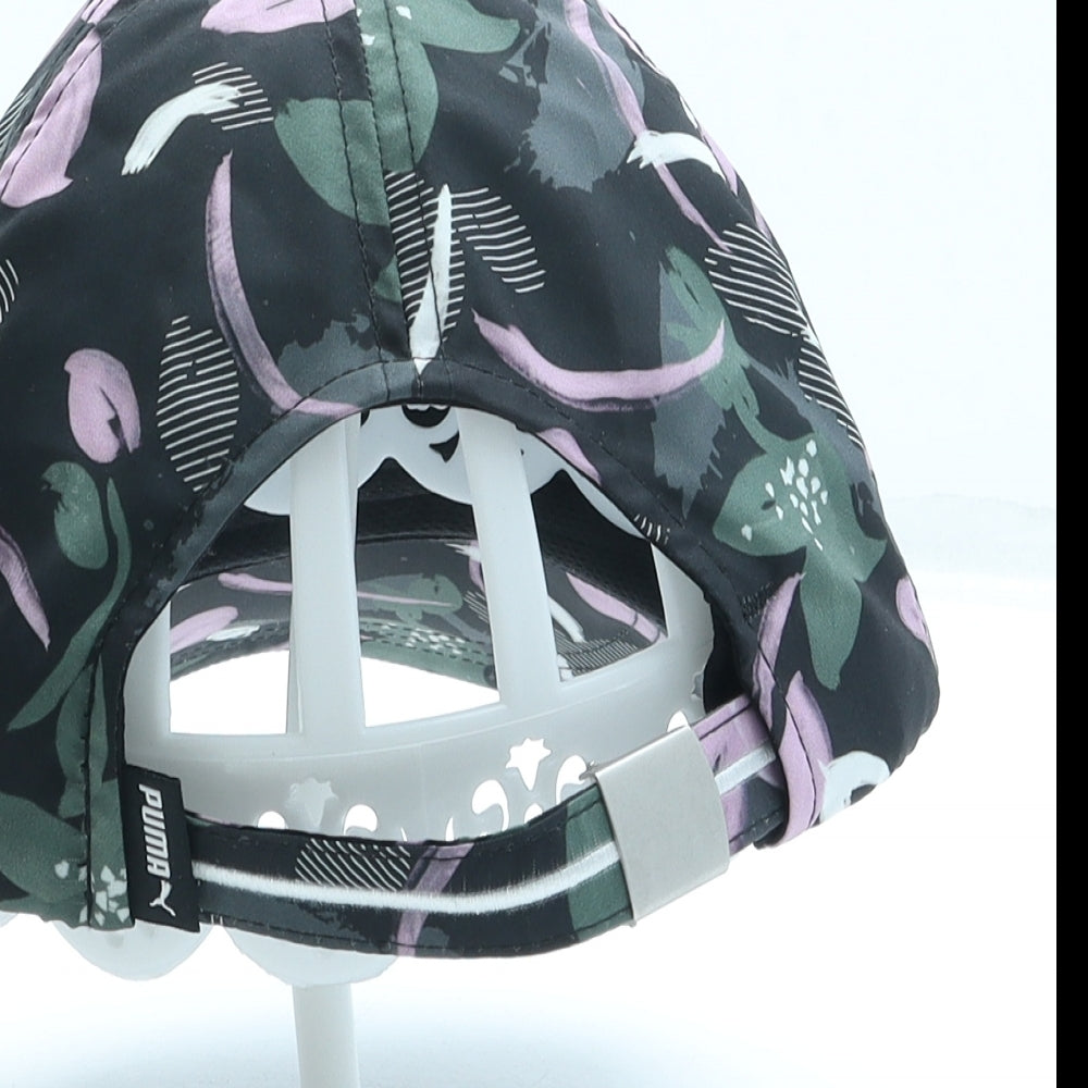 PUMA Womens Black Floral Polyester Baseball Cap One Size