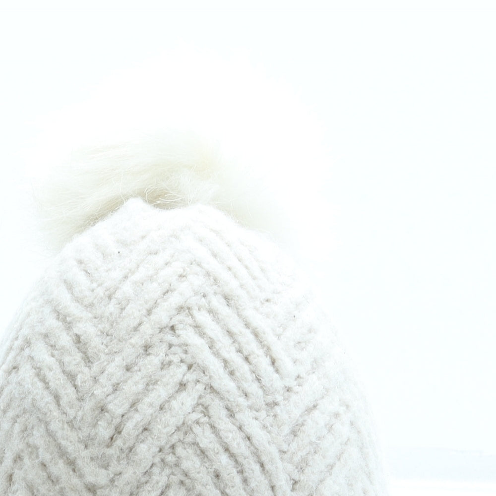 New Look Womens Beige Acrylic Bobble Hat One Size - Pom Pom