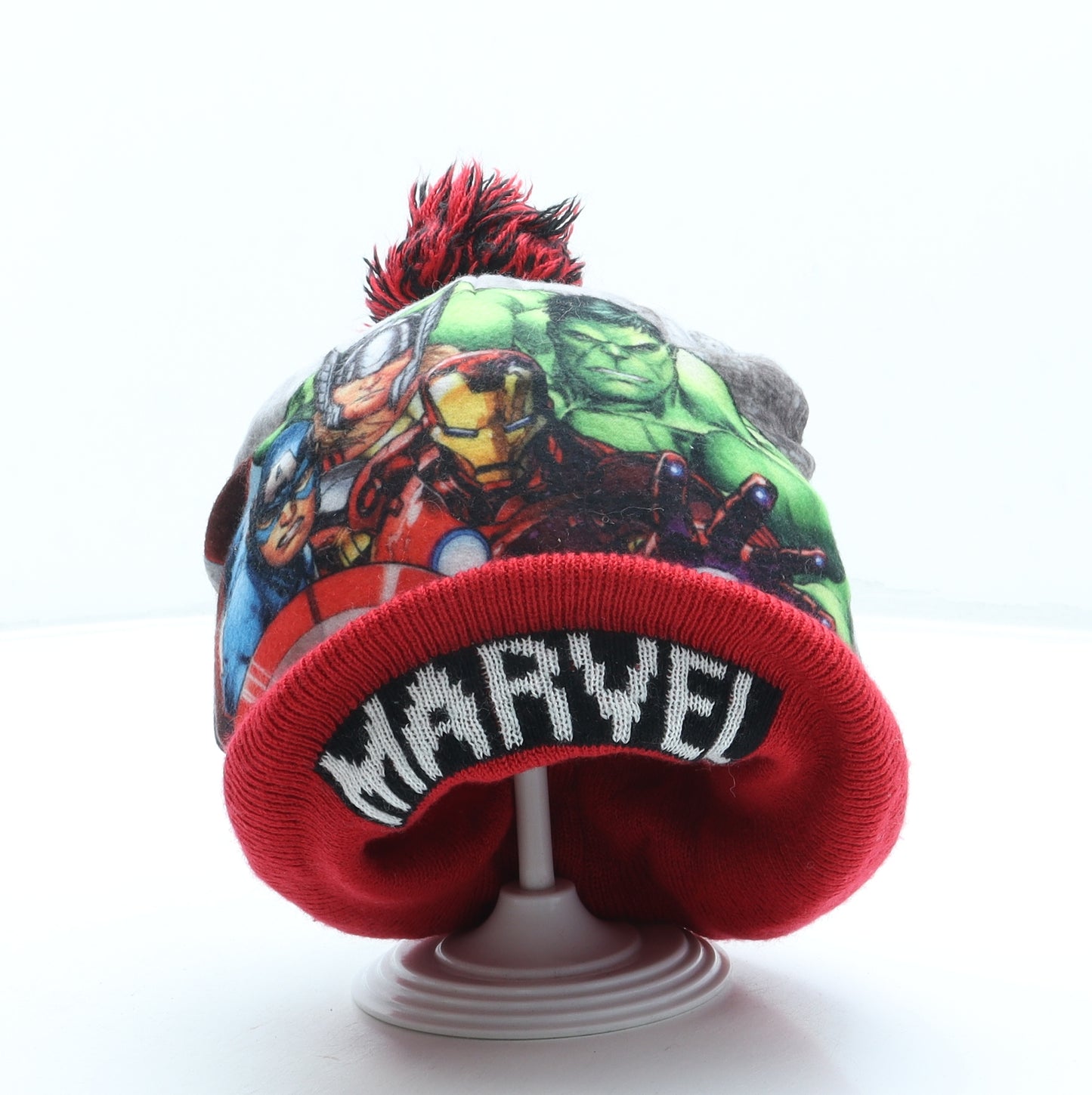 Marvel Boys Red Polyester Bobble Hat One Size - Avengers