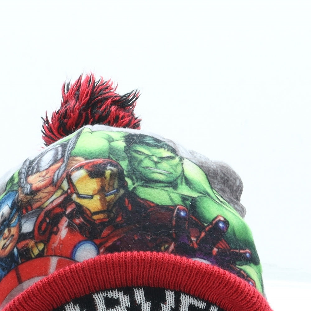 Marvel Boys Red Polyester Bobble Hat One Size - Avengers