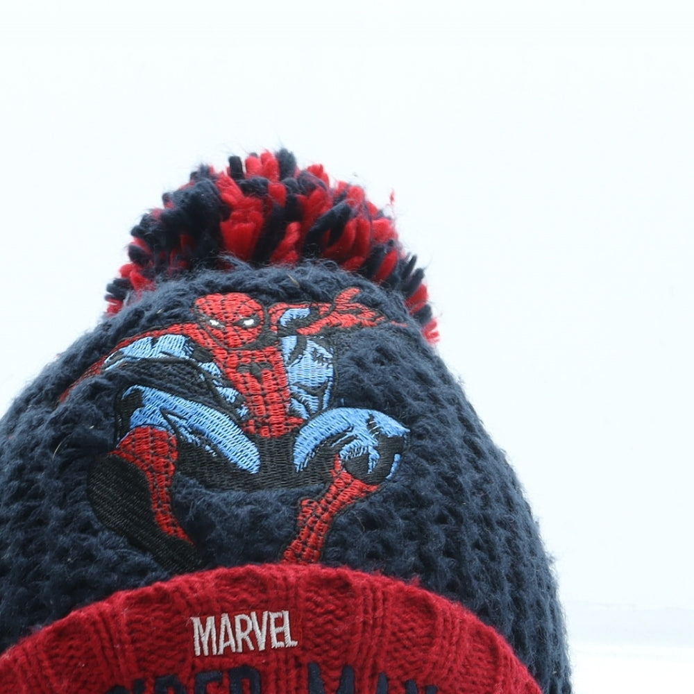 Marvel Boys Blue Acrylic Bobble Hat One Size - Spiderman