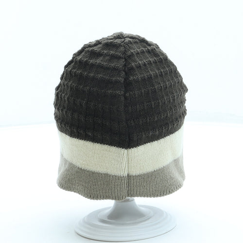George Boys Brown Striped Acrylic Beanie One Size