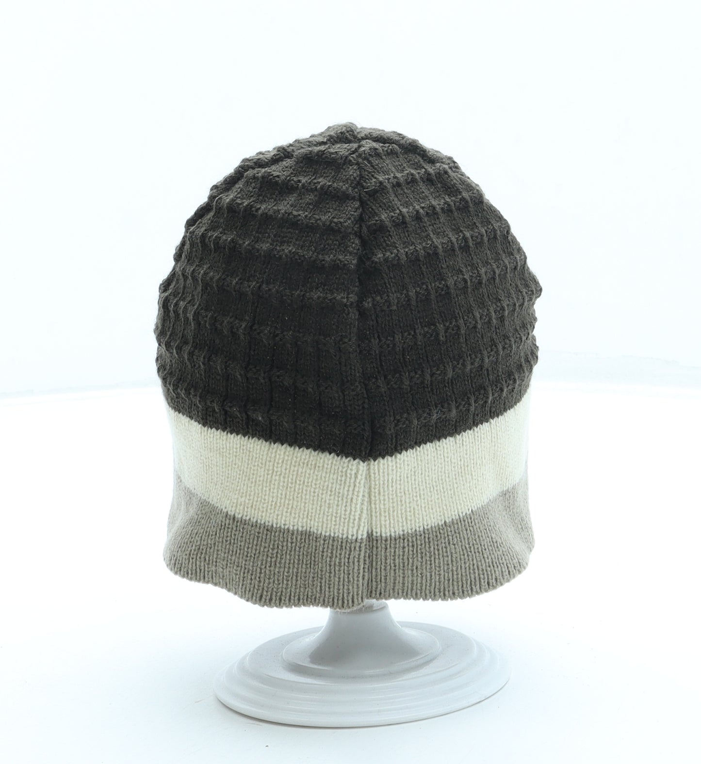 George Boys Brown Striped Acrylic Beanie One Size