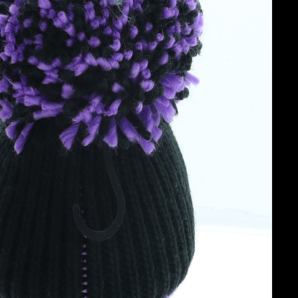 Big Bobble Hats Womens Purple Acrylic Bobble Hat One Size - Paw prints