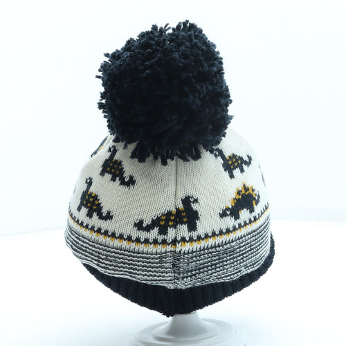 George Boys Blue Geometric Polyester Bobble Hat One Size - Dinosaur