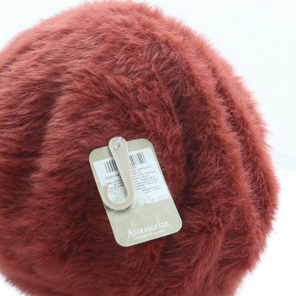 Accessorize Womens Orange Polyamide Beret One Size