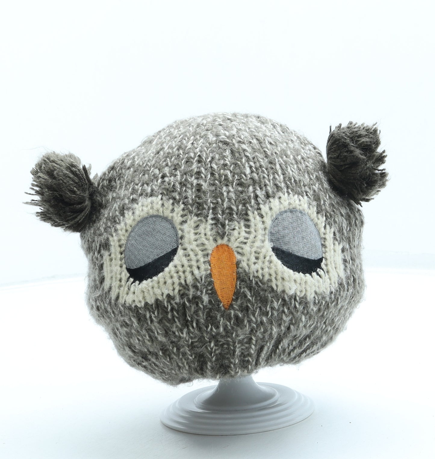 George Girls Brown Acrylic Bobble Hat One Size - Owl