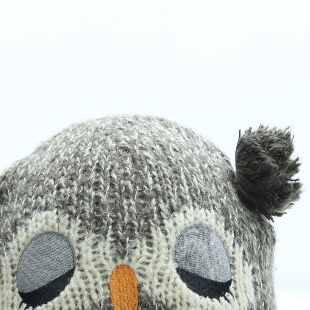 George Girls Brown Acrylic Bobble Hat One Size - Owl