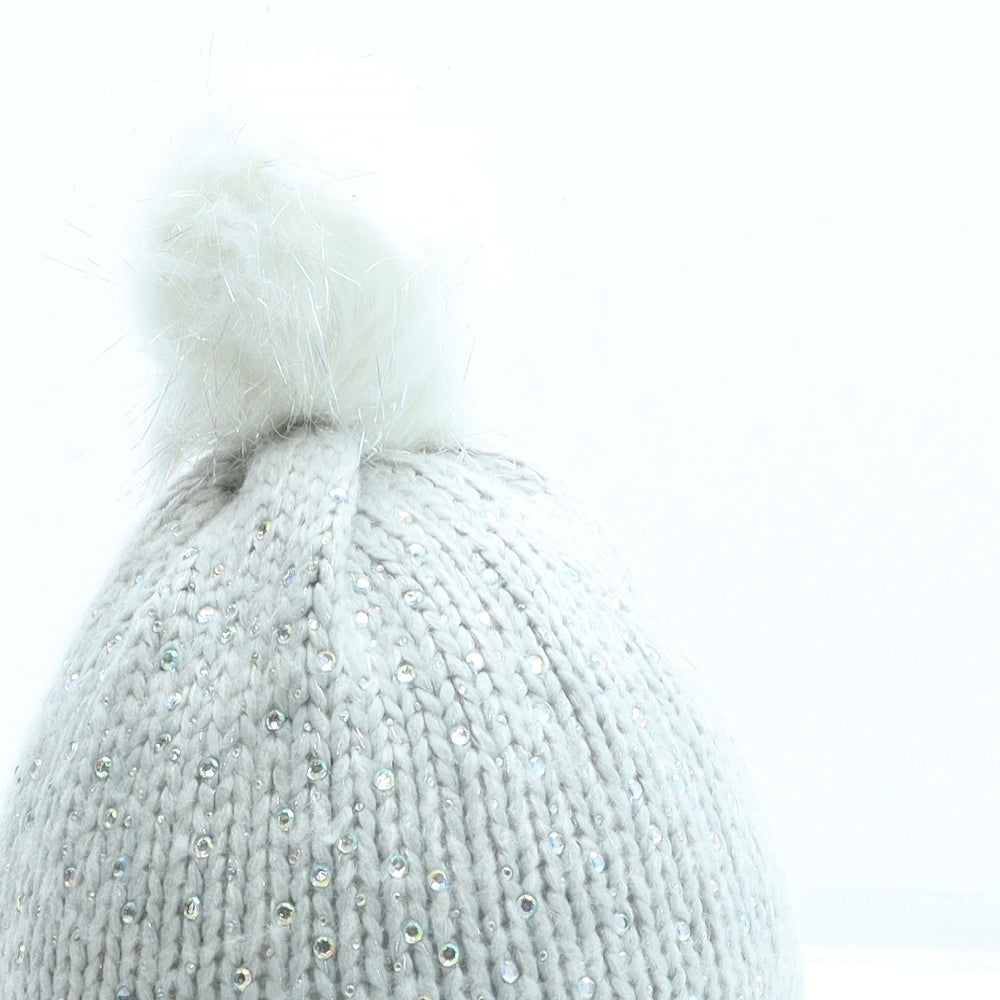 TU Womens Grey Acrylic Bobble Hat One Size - Pom Pom