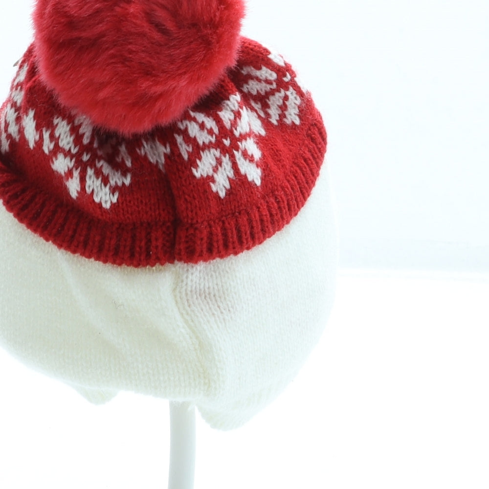 George Boys White Acrylic Bobble Hat One Size - Snowman