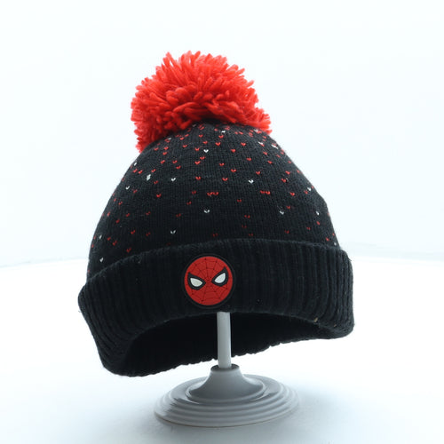 George Boys Black Geometric Acrylic Bobble Hat One Size - Spiderman