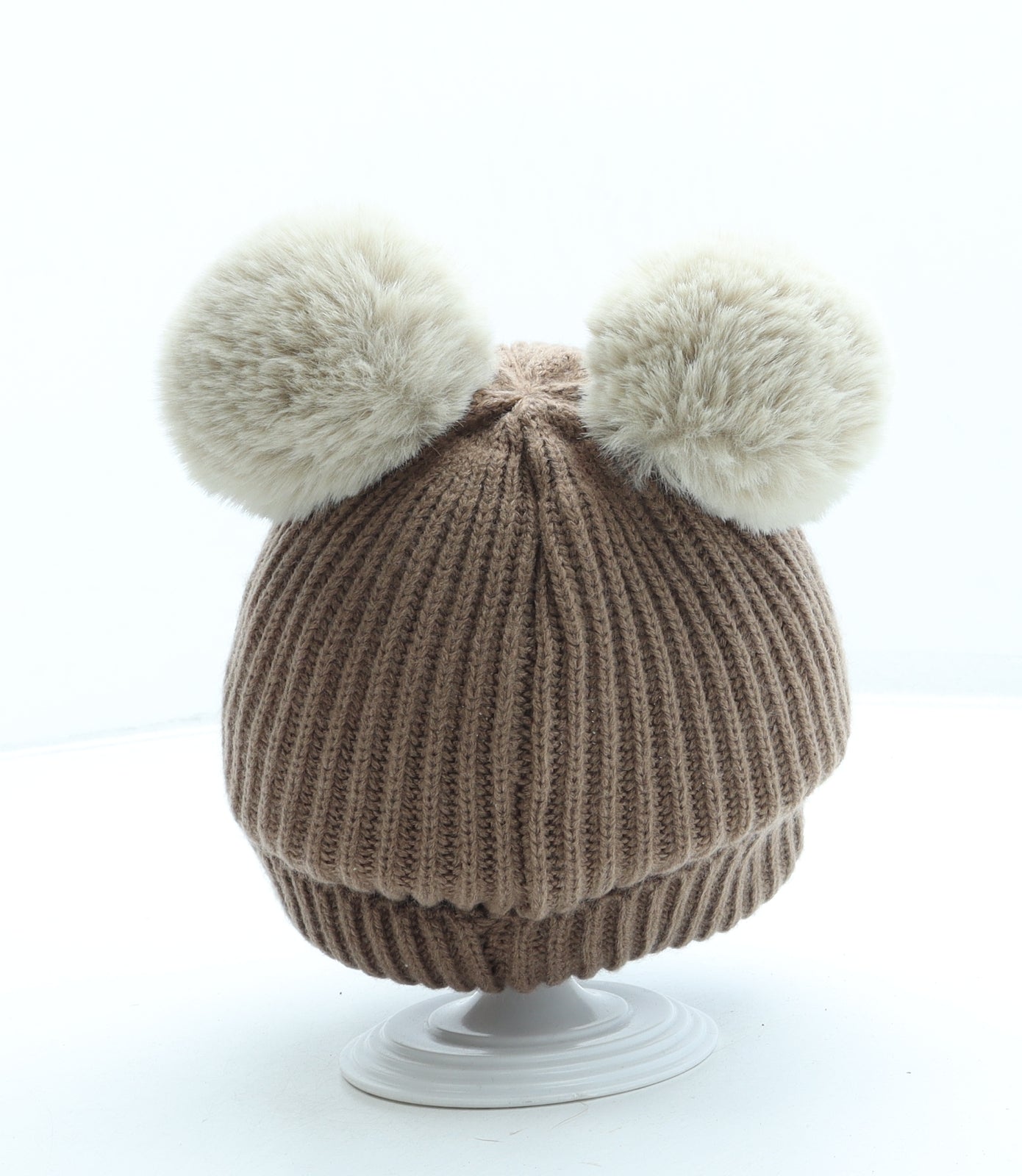 Avon Boys Brown Acrylic Bobble Hat One Size - Bear