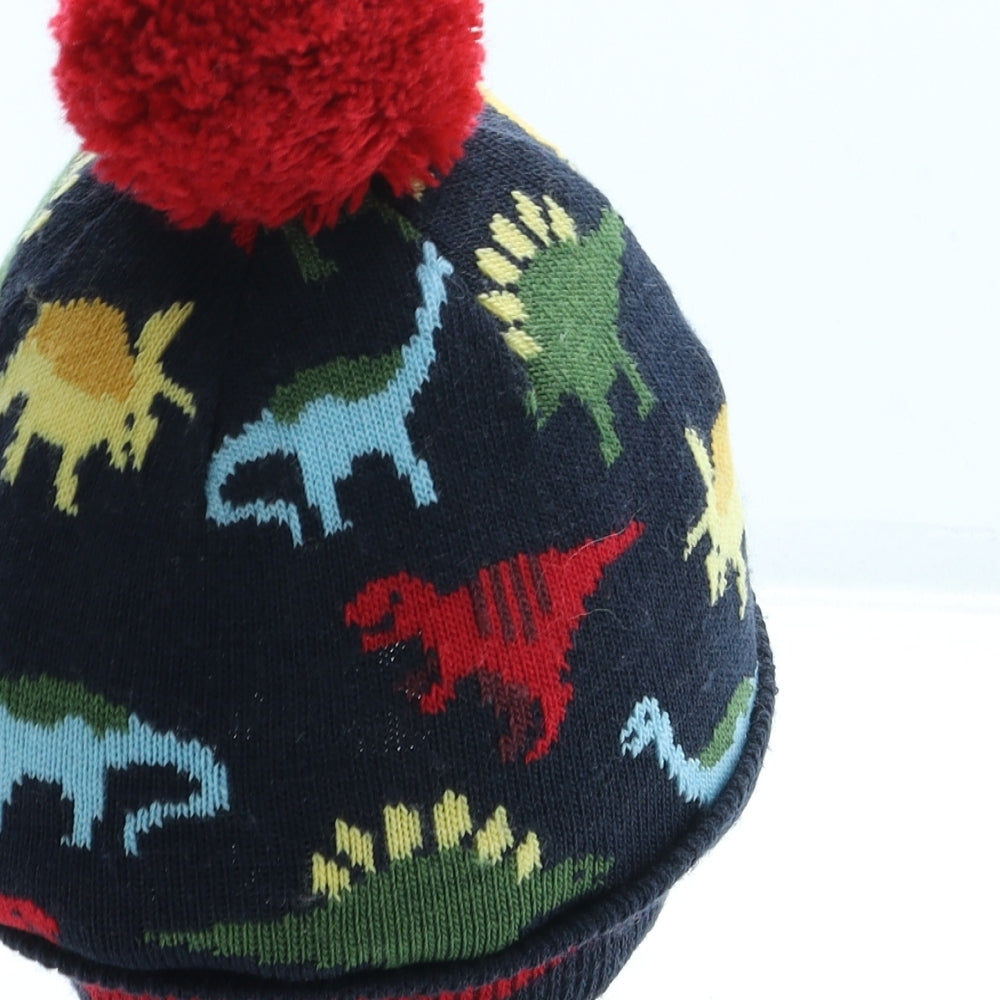 F&F Boys Blue Geometric Acrylic Bobble Hat One Size - Dinosaur