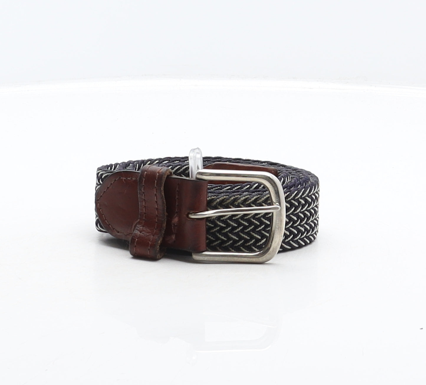 Marks and Spencer Mens Blue Herringbone Polypropylene Braided/Woven Belt Belt Size 38