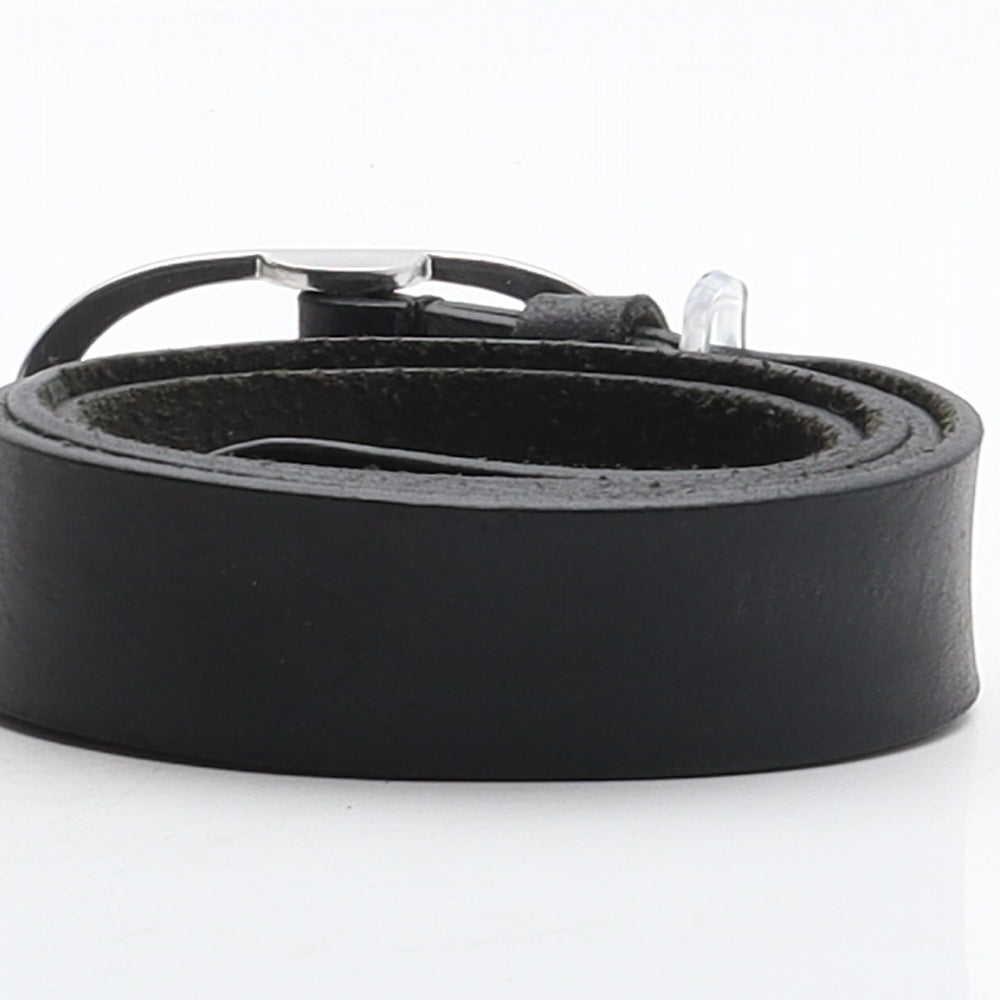 TU Womens Black Solid Leather Adjustable Belt Belt Size S