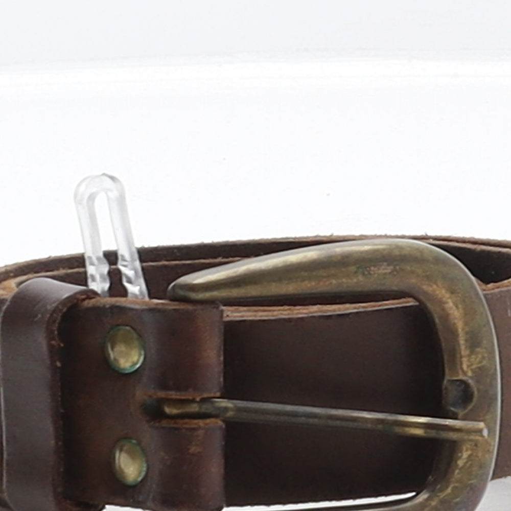 Preworn Womens Brown Solid Leather Western Belt Belt One Size