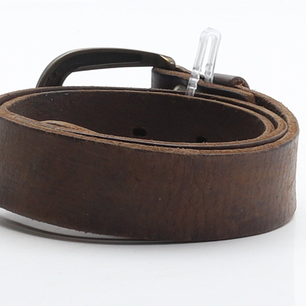 Preworn Womens Brown Solid Leather Western Belt Belt One Size