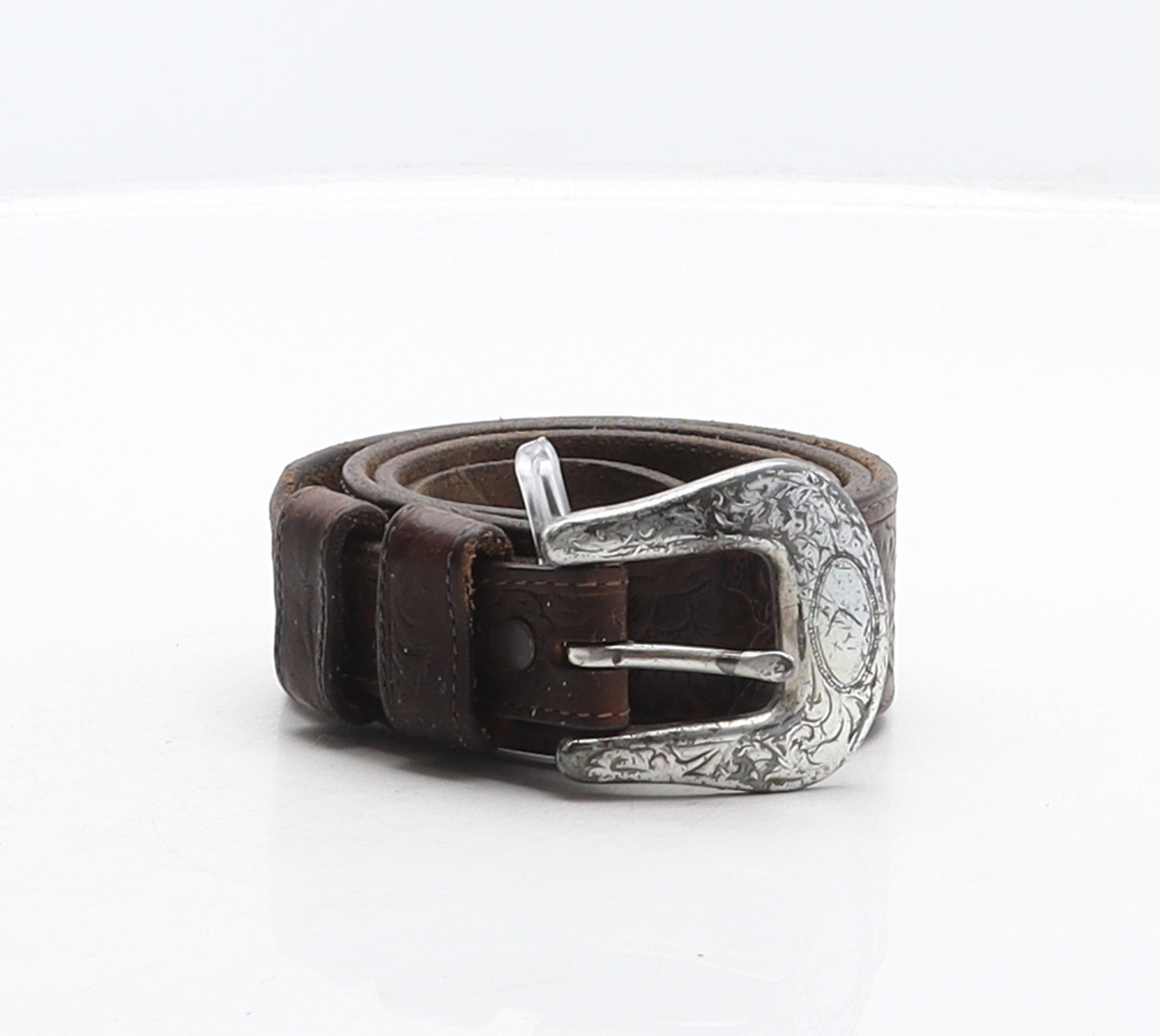 Preworn Mens Brown Floral Leather Western Belt Belt One Size