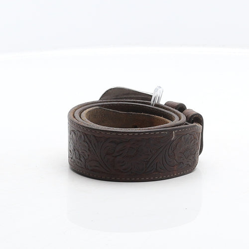 Preworn Mens Brown Floral Leather Western Belt Belt One Size