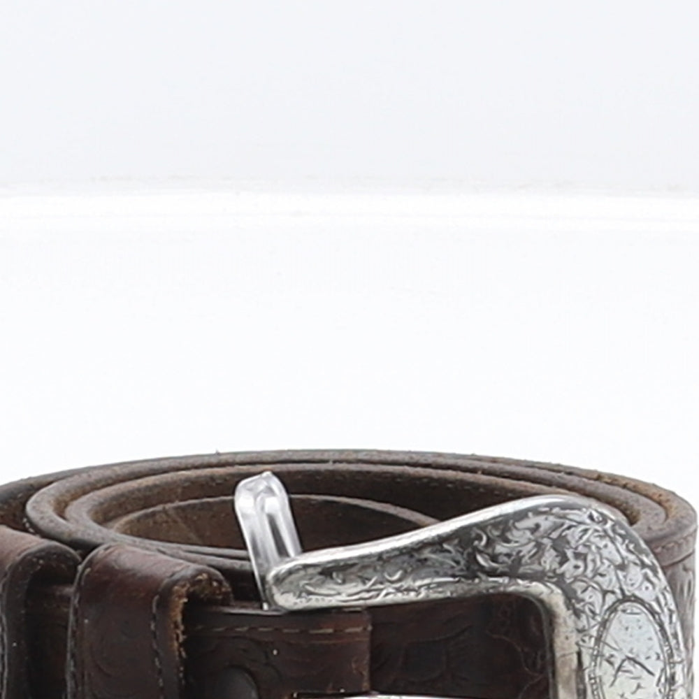 Preworn Mens Brown Floral Leather Western Belt Belt One Size
