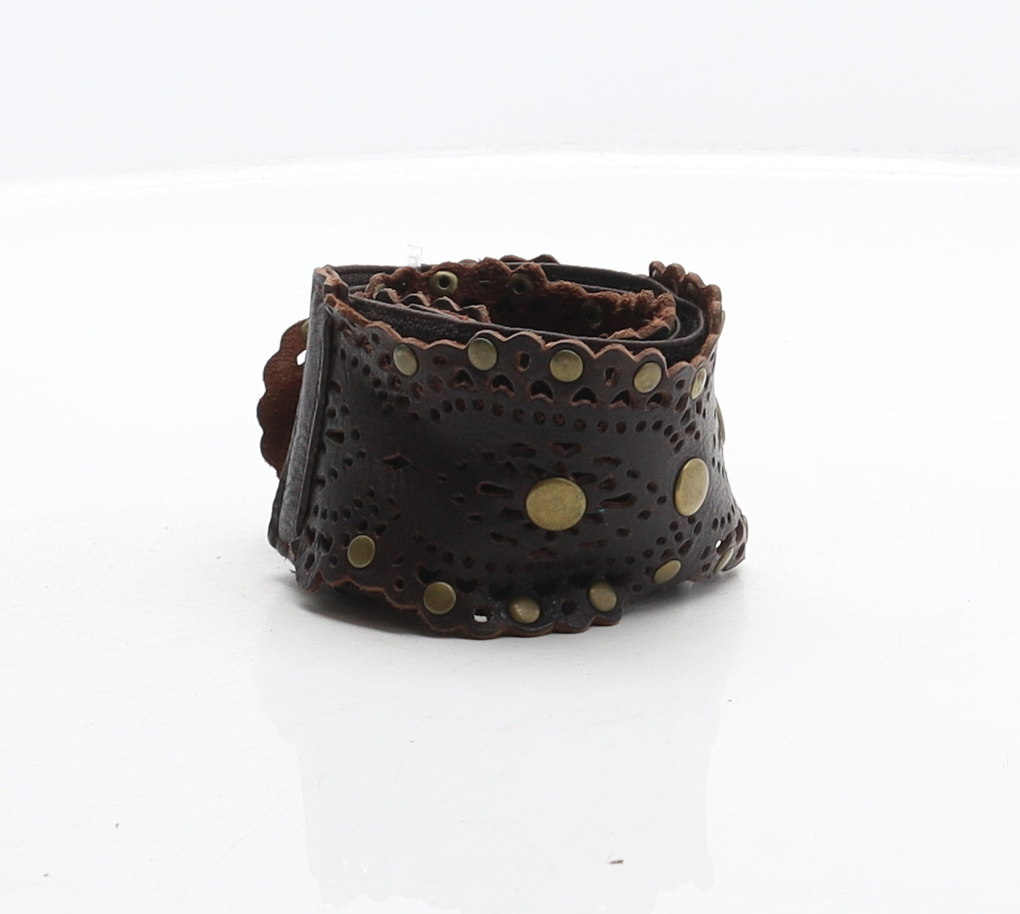 Warehouse Womens Brown Solid Polyester Waist Belt Belt Size L - Cut out details