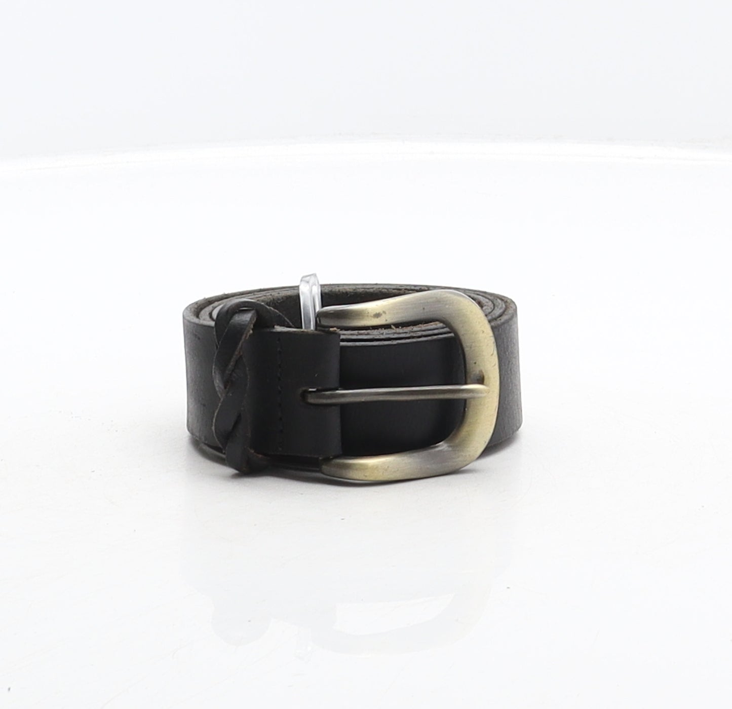Dickins & Jones Womens Black Solid Leather Adjustable Belt Belt Size M