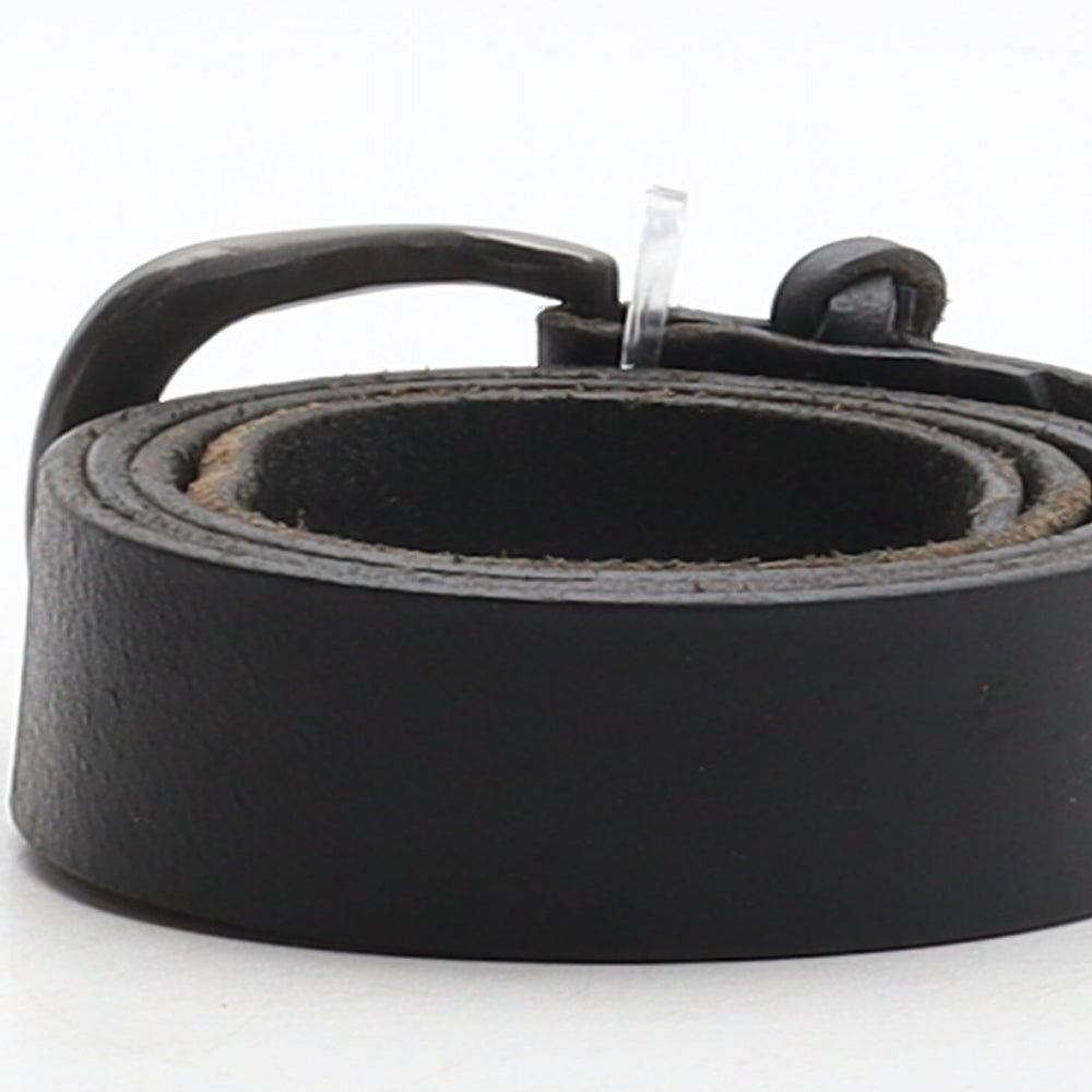 Dickins & Jones Womens Black Solid Leather Adjustable Belt Belt Size M