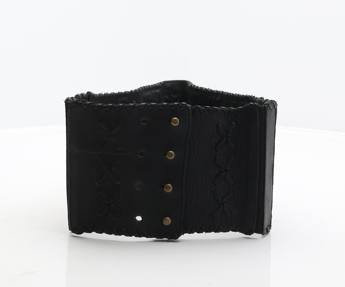 AllSaints Womens Black Solid Leather Corset Belt Belt Size M