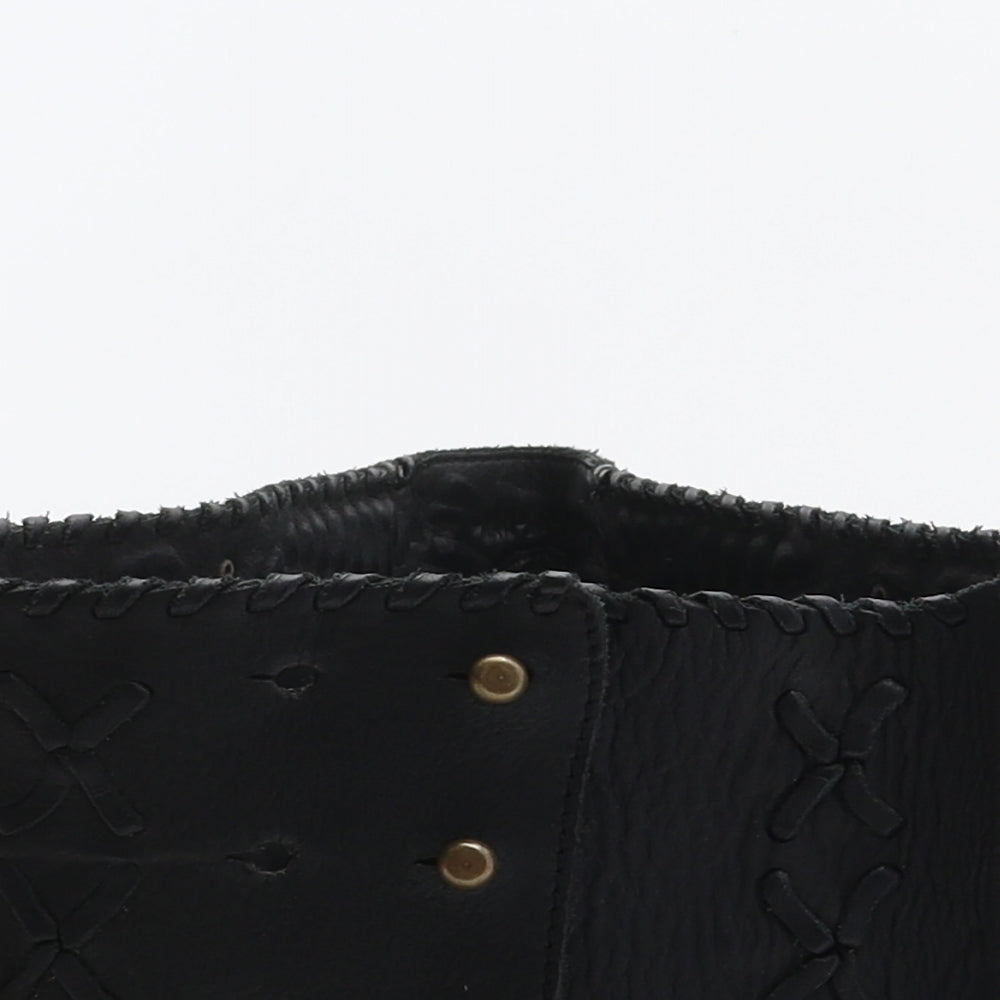 AllSaints Womens Black Solid Leather Corset Belt Belt Size M