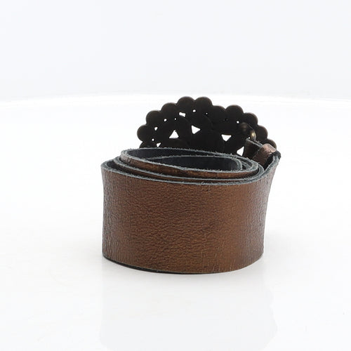 Oasis Womens Brown Solid Leather Fashion Belt Belt Size M