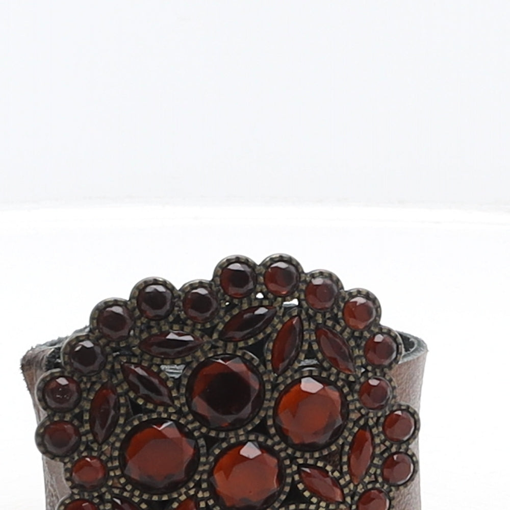 Oasis Womens Brown Solid Leather Fashion Belt Belt Size M