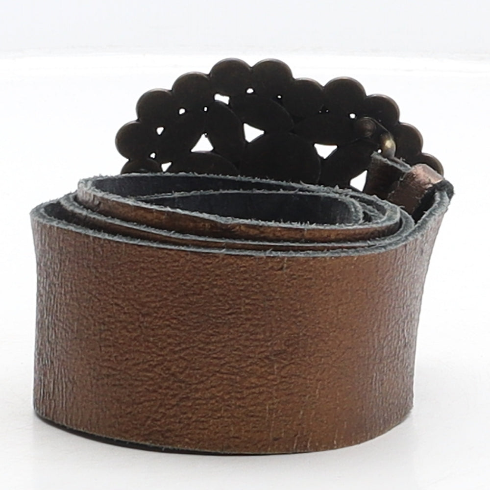 Oasis Womens Brown Solid Leather Fashion Belt Belt Size M