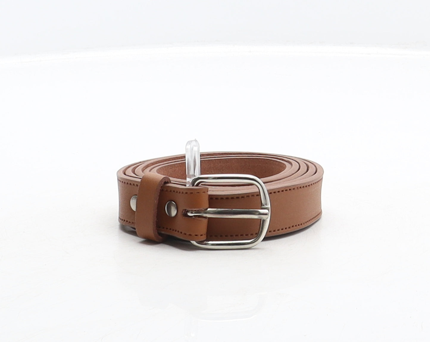 Preworn Mens Brown Solid Leather Dress Belt Belt Size 44