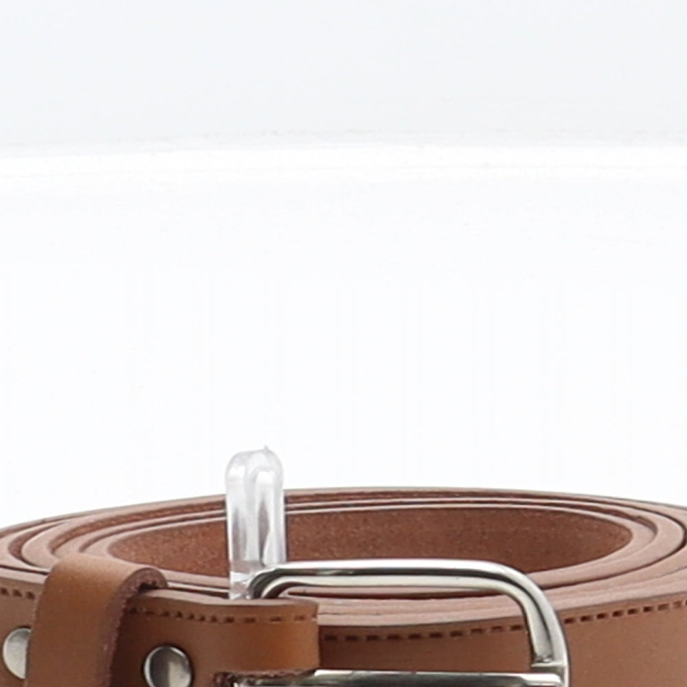 Preworn Mens Brown Solid Leather Dress Belt Belt Size 44