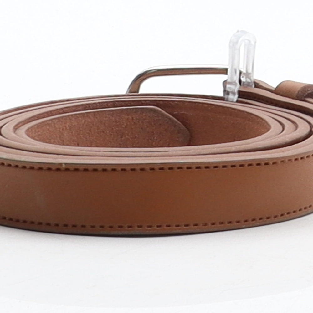 Preworn Mens Brown Solid Leather Dress Belt Belt Size 44