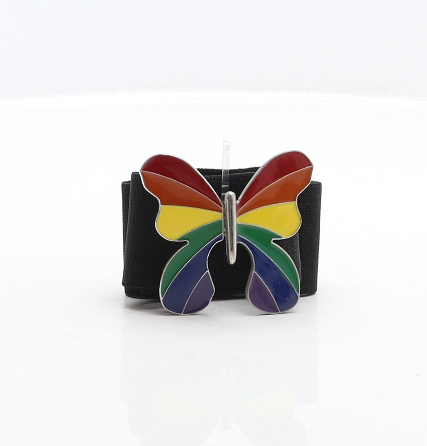 New Look Womens Black Solid Elastane Waist Belt Belt One Size - Rainbow Butterfly detail