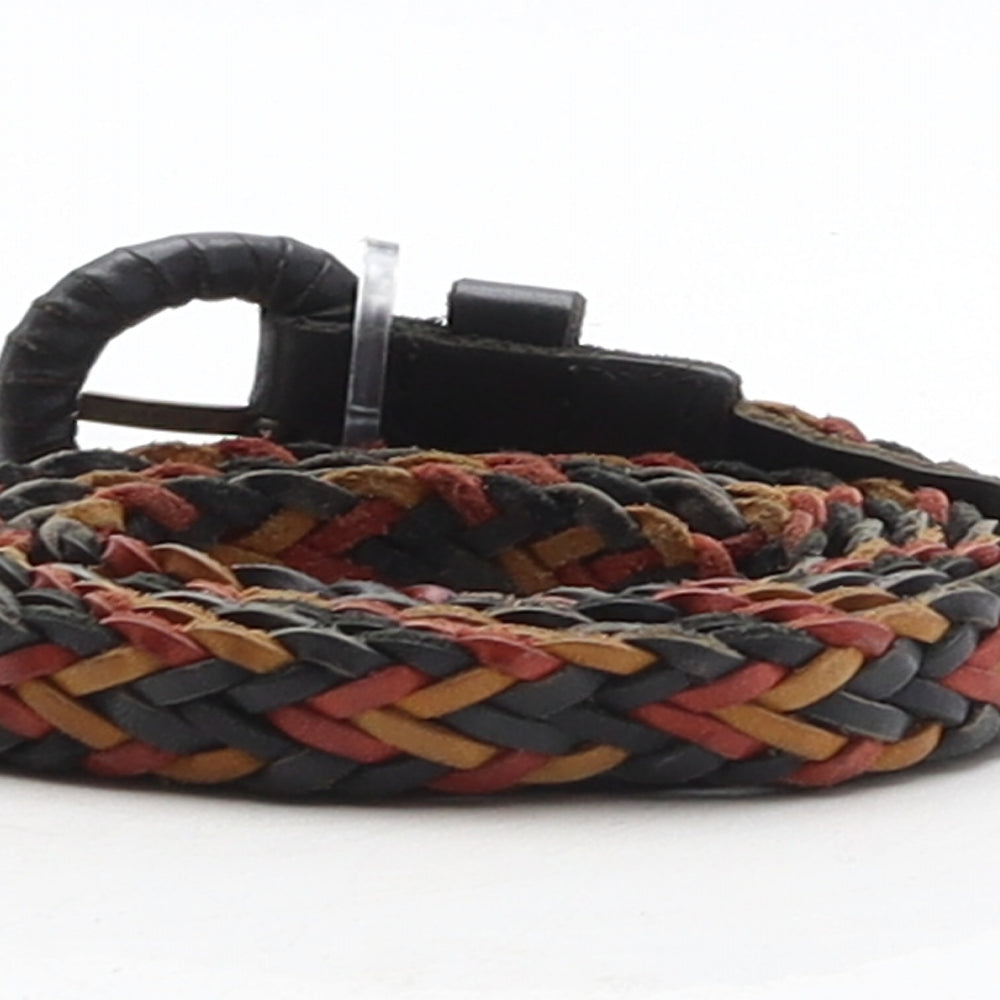 Marks and Spencer Womens Multicoloured Geometric Leather Braided Belt Belt Size L