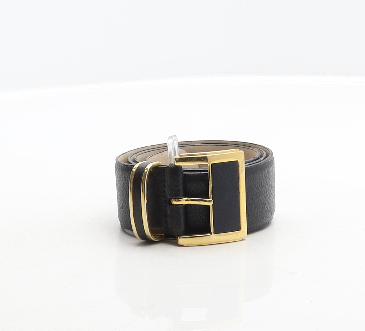 John Lewis Partnership Womens Black Solid Leather Adjustable Belt Belt Size S